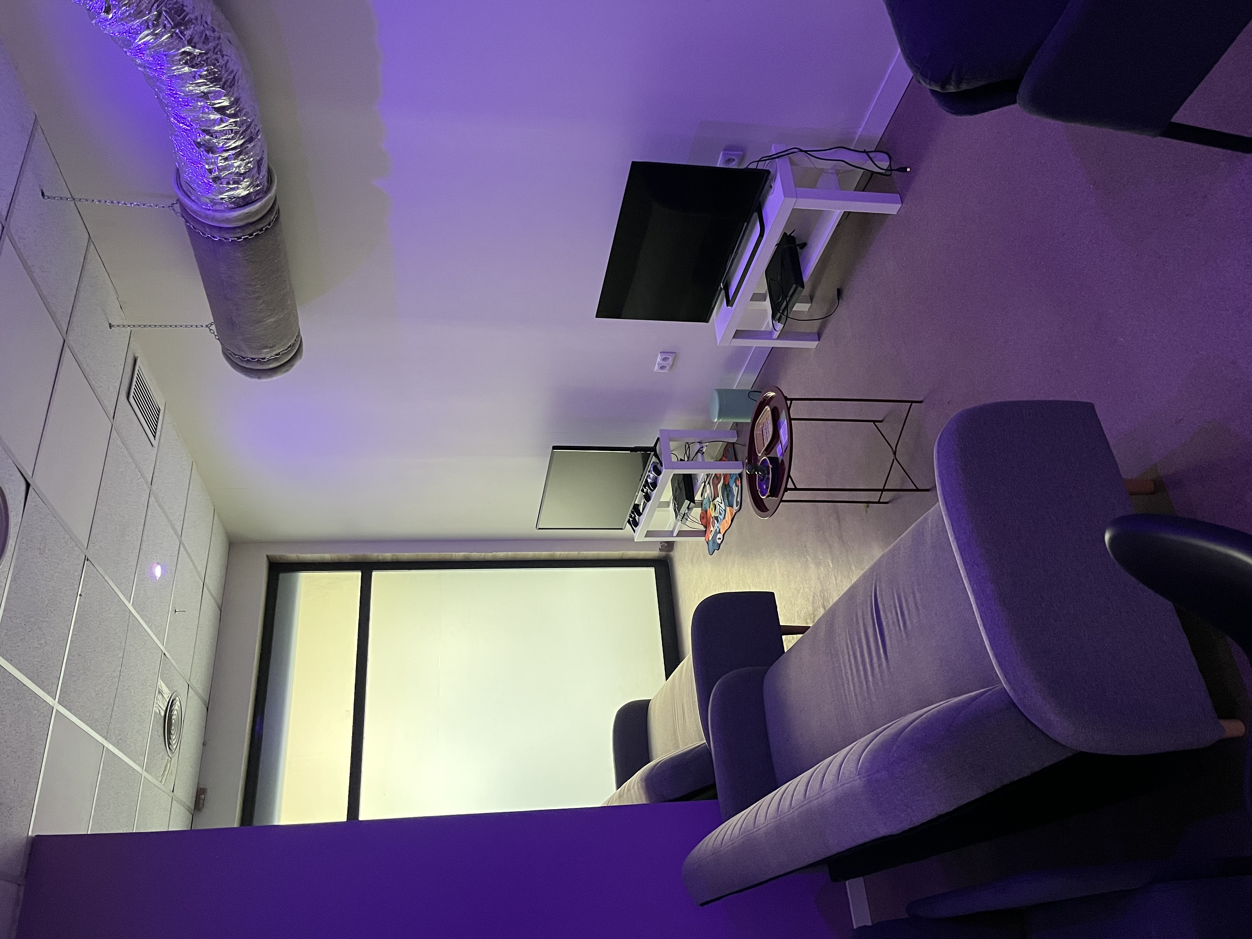 Zona de juegos playstation y televisión del cannabis club green dome en Nervión.